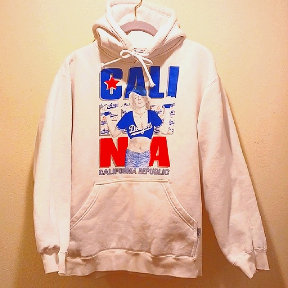 L.A. Dodgers Baseball Pro Club White Hoodie Marilyn Monroe CALI Medium